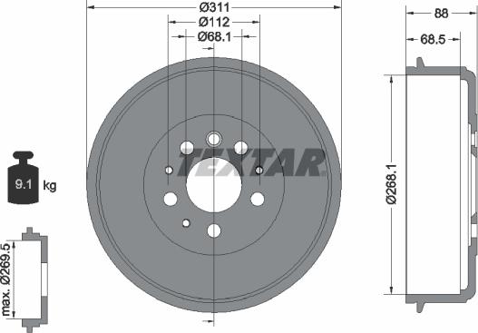 Textar 94012400 - Гальмівний барабан autocars.com.ua