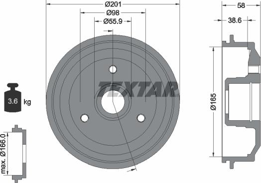 Textar 94014100 - Тормозной барабан avtokuzovplus.com.ua