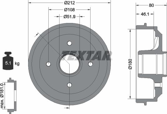 Textar 94014200 - Гальмівний барабан autocars.com.ua