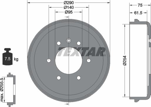 Textar 94016800 - Гальмівний барабан autocars.com.ua