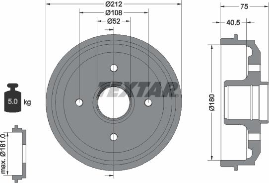 Textar 94016900 - Гальмівний барабан autocars.com.ua