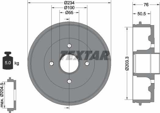 Textar 94017000 - Гальмівний барабан autocars.com.ua