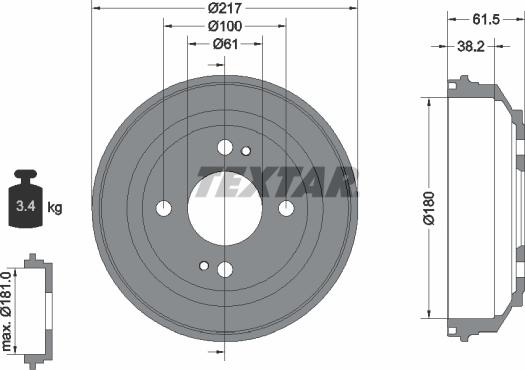 Textar 94017500 - Гальмівний барабан autocars.com.ua