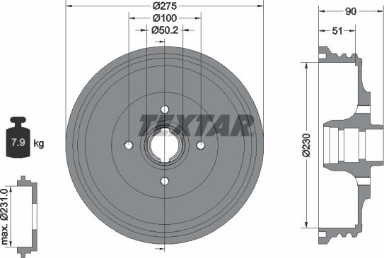 Textar 94018900 - Гальмівний барабан autocars.com.ua