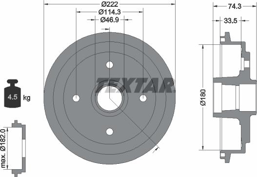 Textar 94019300 - Гальмівний барабан autocars.com.ua