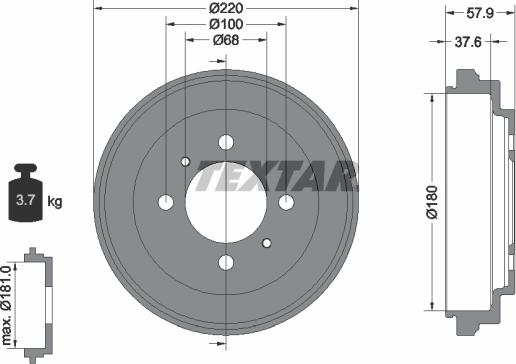 Textar 94020900 - Гальмівний барабан autocars.com.ua