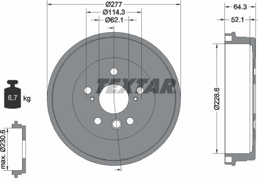 Textar 94022200 - Гальмівний барабан autocars.com.ua