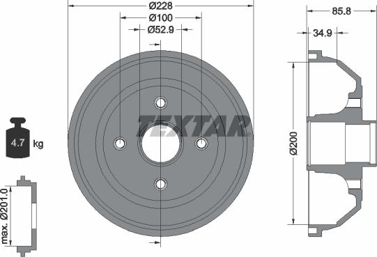 Textar 94024100 - Тормозной барабан avtokuzovplus.com.ua