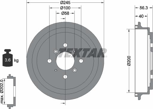 Textar 94026300 - Гальмівний барабан autocars.com.ua