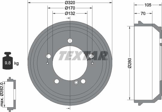 Textar 94027000 - Тормозной барабан avtokuzovplus.com.ua