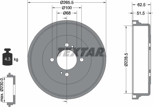 Textar 94029900 - Гальмівний барабан autocars.com.ua