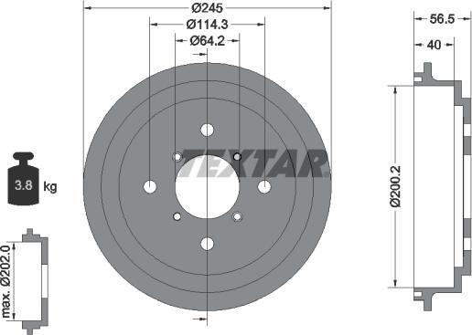 Textar 94032600 - Гальмівний барабан autocars.com.ua