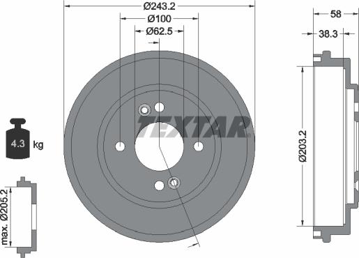 Textar 94033300 - Гальмівний барабан autocars.com.ua