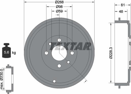 Textar 94034000 - Гальмівний барабан autocars.com.ua