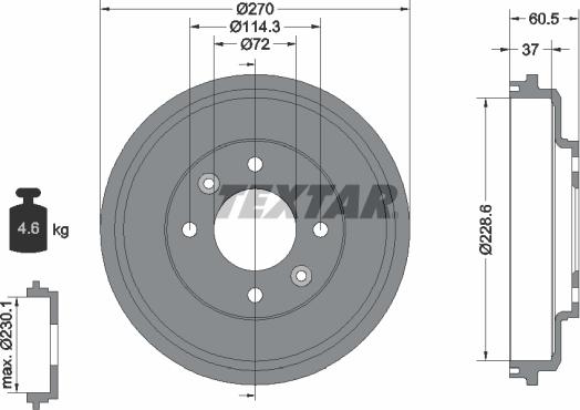 Textar 94034500 - Гальмівний барабан autocars.com.ua