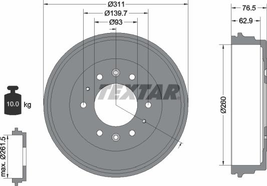 Textar 94035500 - Гальмівний барабан autocars.com.ua