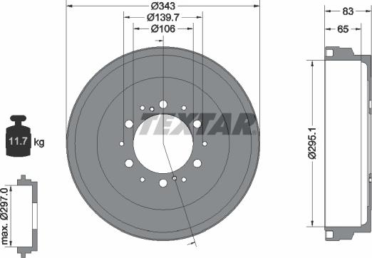 Textar 94036200 - Гальмівний барабан autocars.com.ua