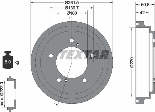 Textar 94036600 - Гальмівний барабан autocars.com.ua