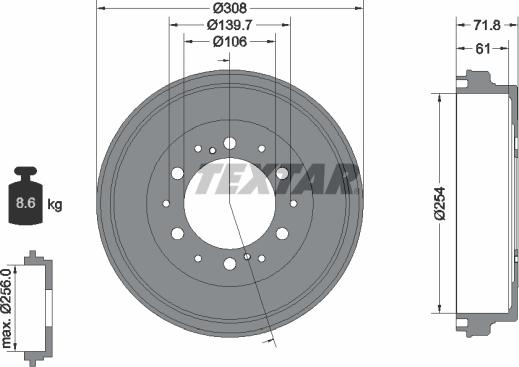 Textar 94037300 - Гальмівний барабан autocars.com.ua