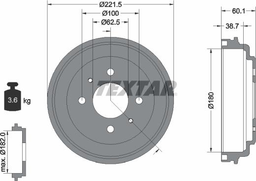 Textar 94037600 - Тормозной барабан avtokuzovplus.com.ua