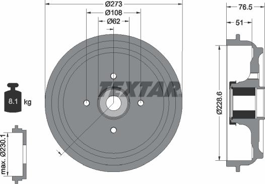 Textar 94037900 - Тормозной барабан avtokuzovplus.com.ua