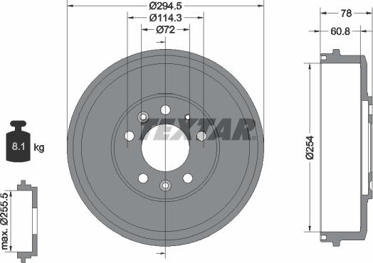 Textar 94038300 - Гальмівний барабан autocars.com.ua