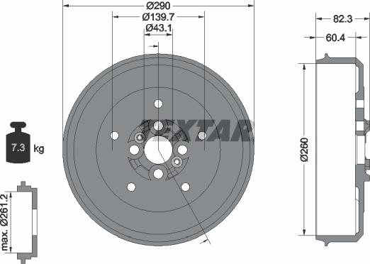 Textar 94038500 - Гальмівний барабан autocars.com.ua