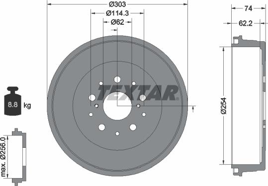 Textar 94038600 - Гальмівний барабан autocars.com.ua