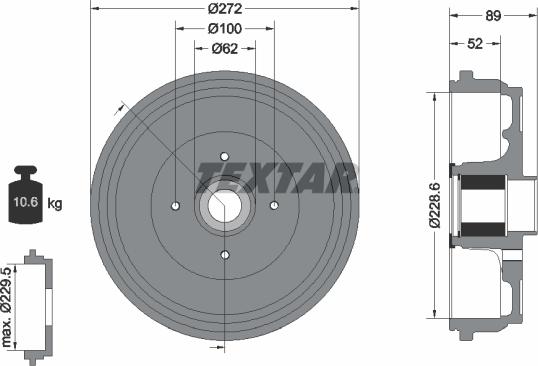 Textar 94038900 - Гальмівний барабан autocars.com.ua