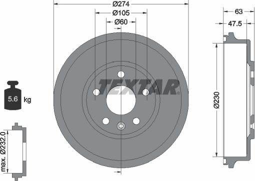 Textar 94039600 - Гальмівний барабан autocars.com.ua