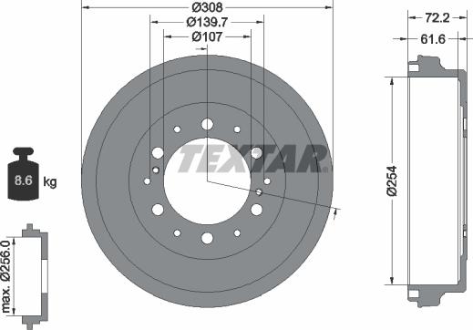 Textar 94039900 - Тормозной барабан avtokuzovplus.com.ua