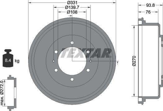 Textar 94040400 - Гальмівний барабан autocars.com.ua