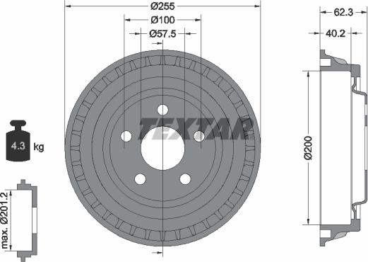 Textar 94040800 - Гальмівний барабан autocars.com.ua