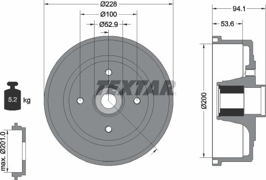 Textar 94041100 - Тормозной барабан avtokuzovplus.com.ua