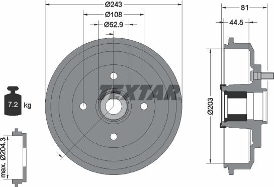 Textar 94041300 - Тормозной барабан avtokuzovplus.com.ua