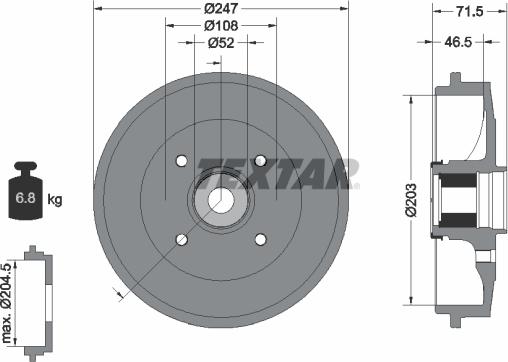 Textar 94041500 - Гальмівний барабан autocars.com.ua