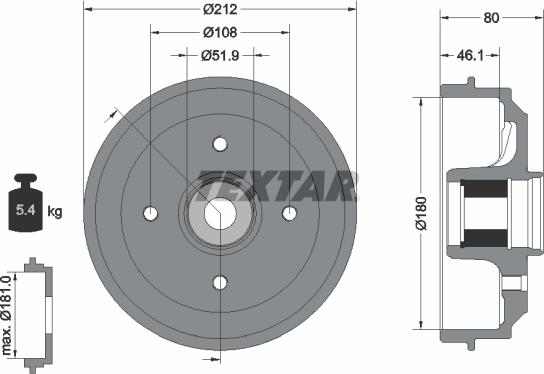 Textar 94041800 - Гальмівний барабан autocars.com.ua