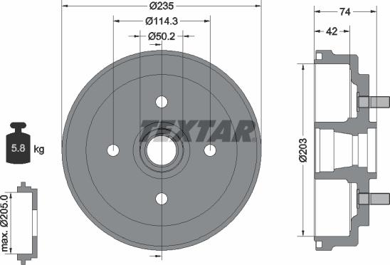 Textar 94042800 - Гальмівний барабан autocars.com.ua