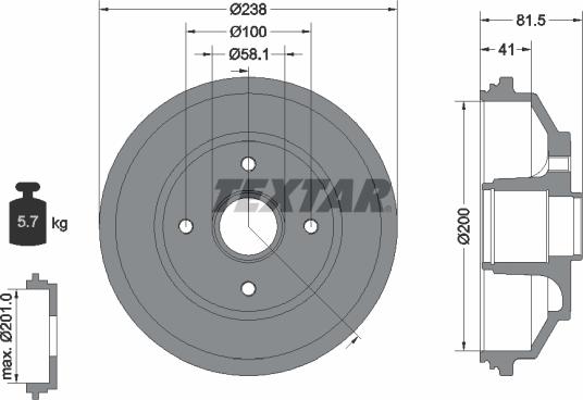 Textar 94043000 - Гальмівний барабан autocars.com.ua