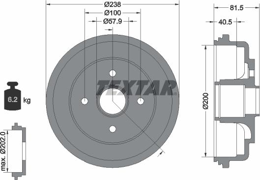 Textar 94043100 - Тормозной барабан avtokuzovplus.com.ua