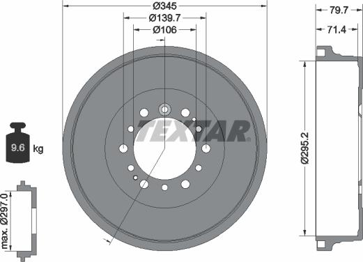 Textar 94043400 - Тормозной барабан avtokuzovplus.com.ua