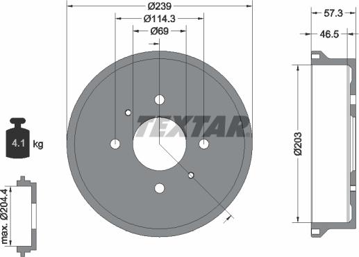 Textar 94044200 - Гальмівний барабан autocars.com.ua