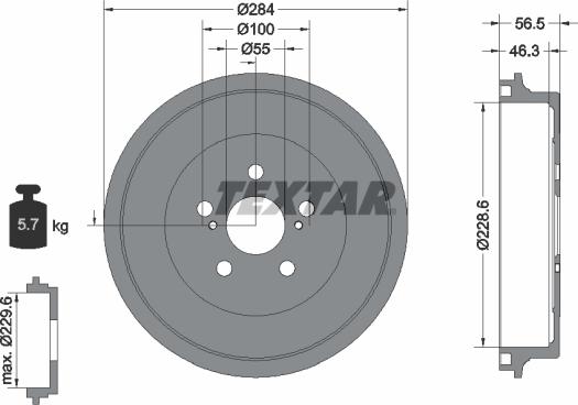 Textar 94044700 - Гальмівний барабан autocars.com.ua