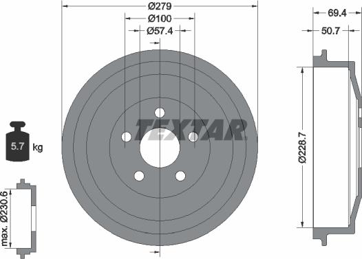 Textar 94044800 - Тормозной барабан avtokuzovplus.com.ua