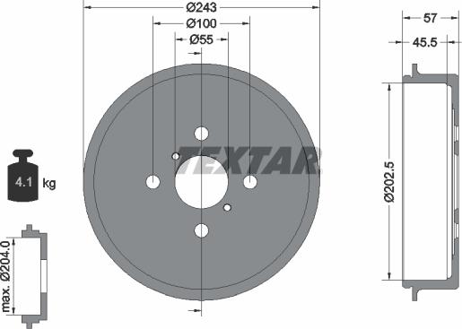 Textar 94045200 - Тормозной барабан avtokuzovplus.com.ua