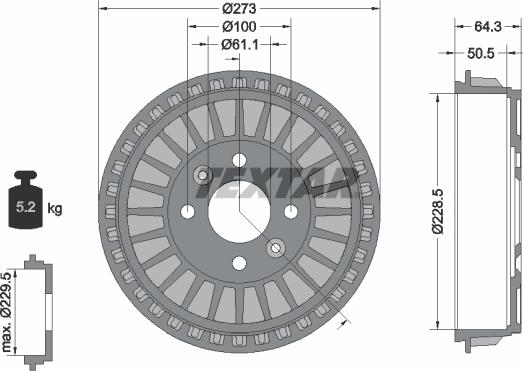 Textar 94046100 - Гальмівний барабан autocars.com.ua