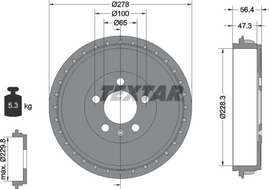 Textar 94046300 - Гальмівний барабан autocars.com.ua