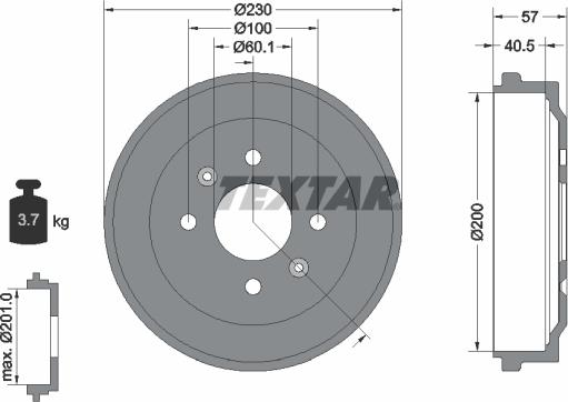 Textar 94047100 - Гальмівний барабан autocars.com.ua