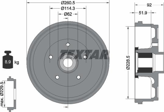 Textar 94047500 - Гальмівний барабан autocars.com.ua