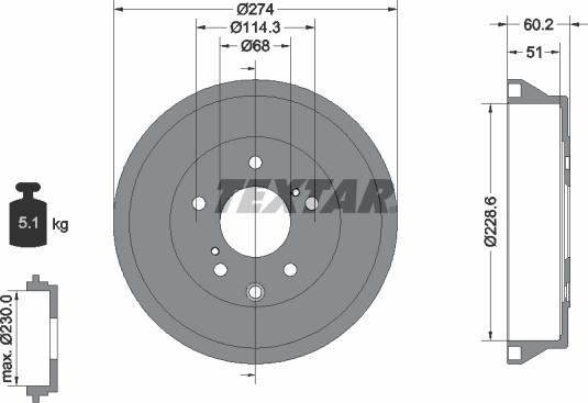 Textar 94047800 - Тормозной барабан avtokuzovplus.com.ua